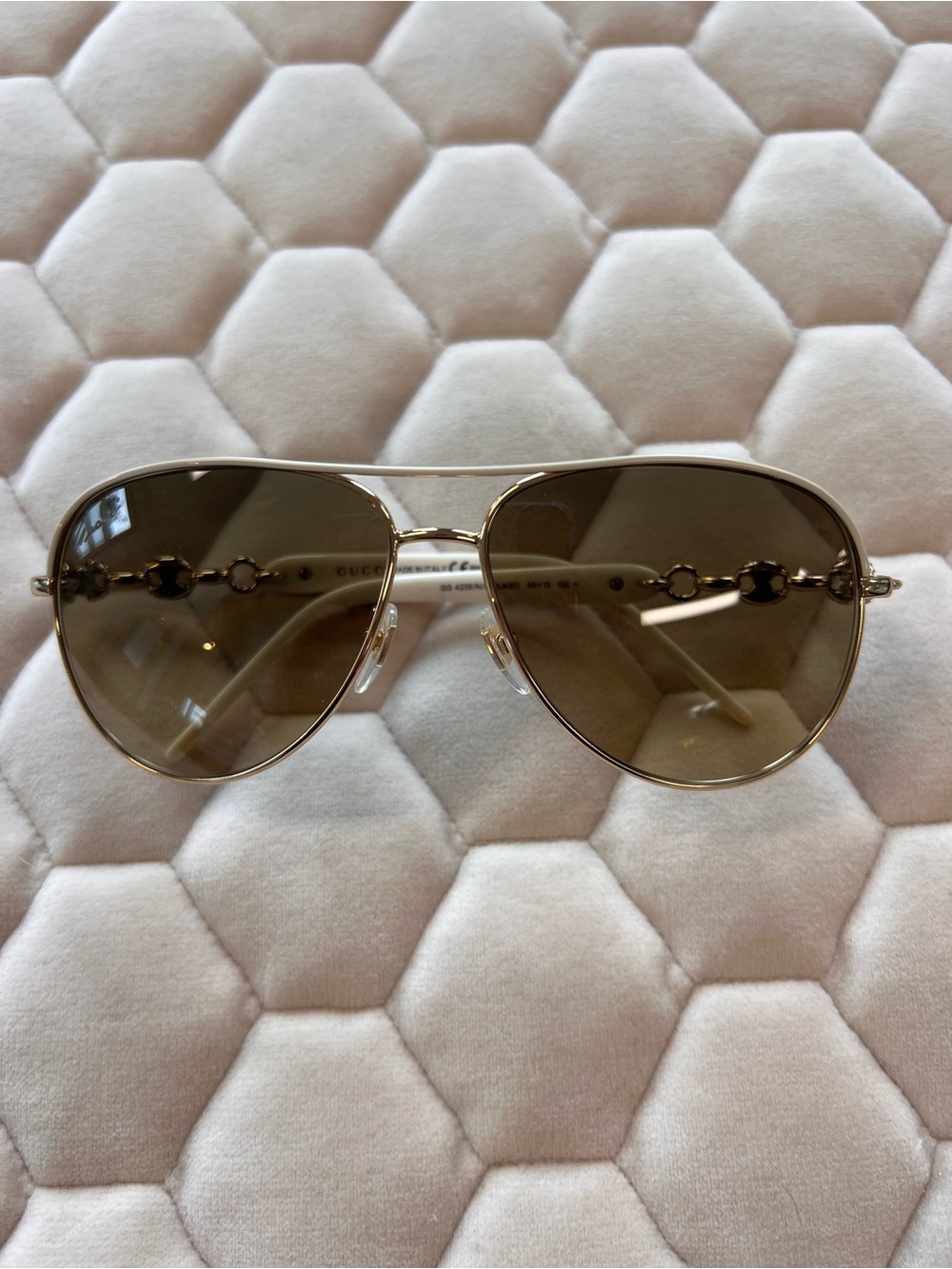 Authentic Gucci Gold Frame Sunglasses with subtle brown gradient sun tint